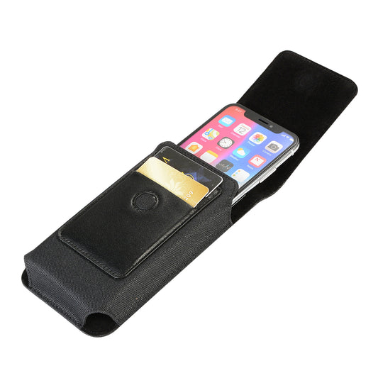 Phone Holster Waist Bag for 5.5-6.5 inch Phone , Nylon+PU Leather Card Holder Pouch, Size: 16.5*8.6*2CM
