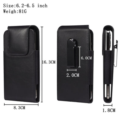 Belt Pouch for 6.2-6.5 Phones Crazy Horse Texture Leather + Oxford Cloth Cell Phone Holster Vertical Waist Bag