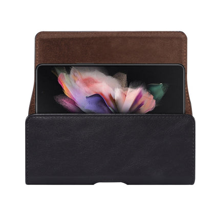 PU Leather Horizontal Holster for Universal Folding Phones, 16.8 x 8 x 2.5 Waist Belt Bag Carrying Phone Pouch