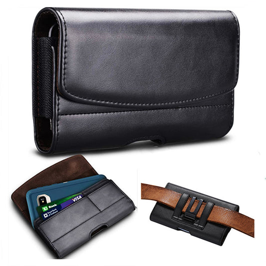 Card Slots Cell Phone Belt Bag Anti-Drop PU Leather Waist Phone Pouch with Magnetic Closure
