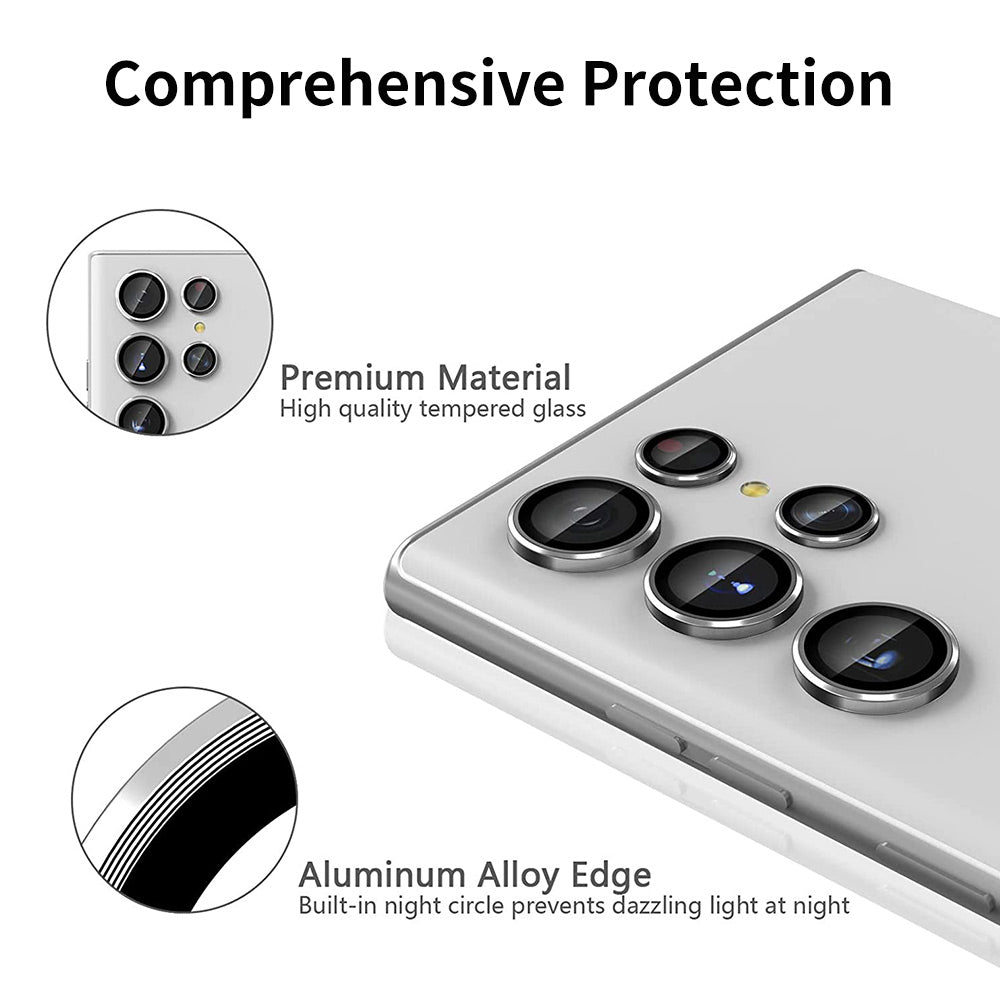 ENKAY HAT PRINCE For Samsung Galaxy S23 Ultra 1 Set Camera Lens Protector Aluminum Alloy Tempered Glass Night Circle Camera Ring Cover