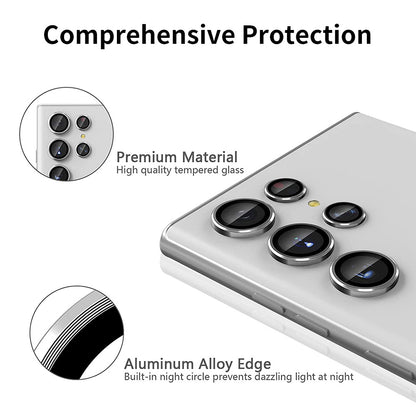 ENKAY HAT PRINCE For Samsung Galaxy S23 Ultra 1 Set Camera Lens Protector Aluminum Alloy Tempered Glass Night Circle Camera Ring Cover