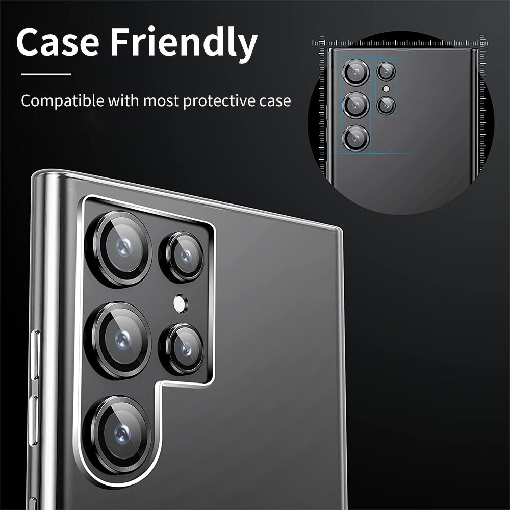 ENKAY HAT PRINCE For Samsung Galaxy S23 Ultra 1 Set Camera Lens Protector Aluminum Alloy Tempered Glass Night Circle Camera Ring Cover