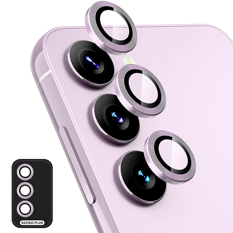 ENKAY HAT PRINCE Camera Lens Protector for Samsung Galaxy S23 / S23+,  1 Set Aluminum Alloy Ring Tempered Glass Lens Film