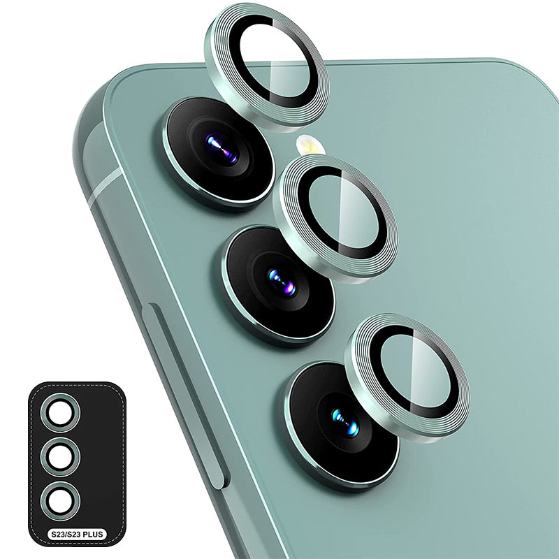 ENKAY HAT PRINCE Camera Lens Protector for Samsung Galaxy S23 / S23+,  1 Set Aluminum Alloy Ring Tempered Glass Lens Film