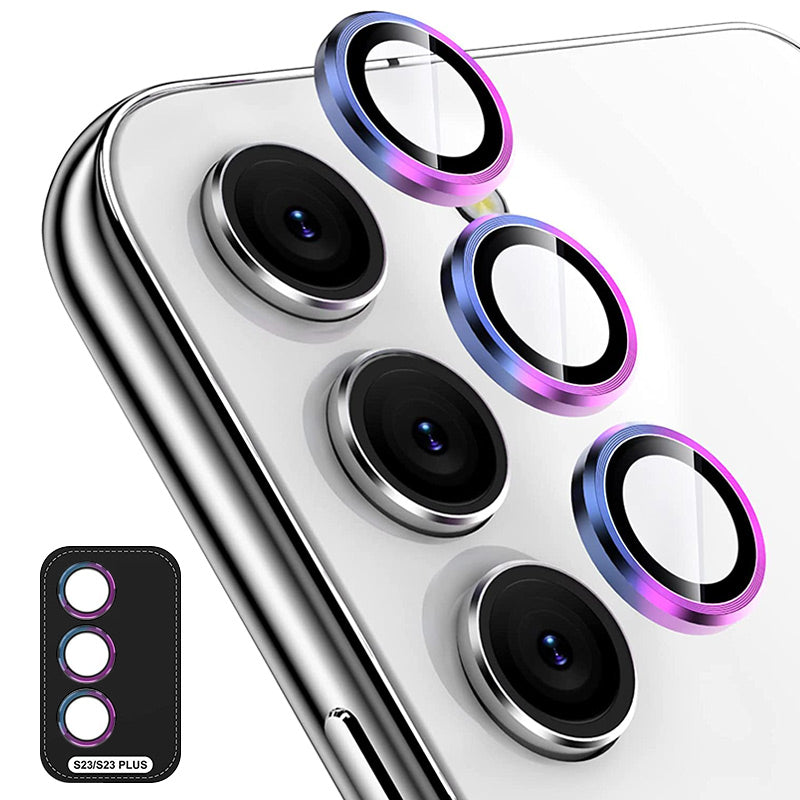 ENKAY HAT PRINCE Camera Lens Protector for Samsung Galaxy S23 / S23+,  1 Set Aluminum Alloy Ring Tempered Glass Lens Film