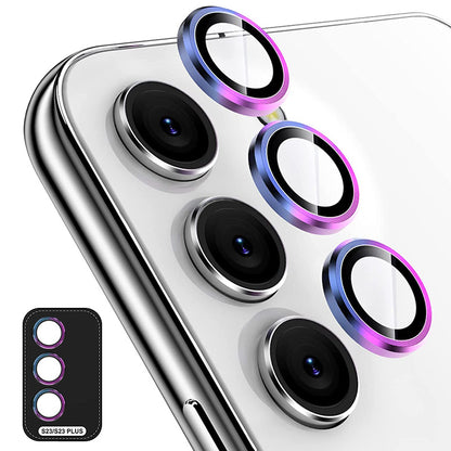 ENKAY HAT PRINCE Camera Lens Protector for Samsung Galaxy S23 / S23+,  1 Set Aluminum Alloy Ring Tempered Glass Lens Film