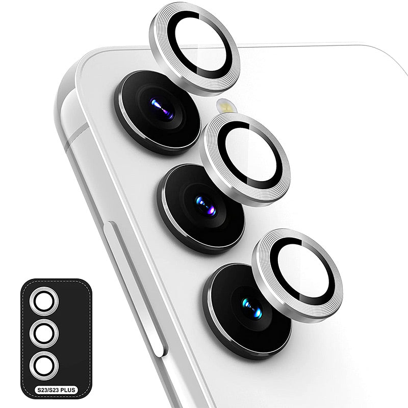 ENKAY HAT PRINCE Camera Lens Protector for Samsung Galaxy S23 / S23+,  1 Set Aluminum Alloy Ring Tempered Glass Lens Film
