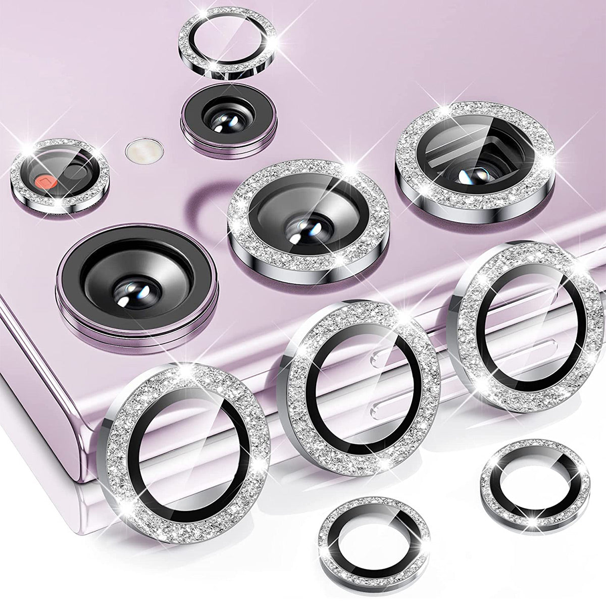 ENKAY HAT PRINCE 1 Set for Samsung Galaxy S23 Ultra Camera Lens Protector Aluminium Alloy+Tempered Glass Rhinestone Rear Lens Film