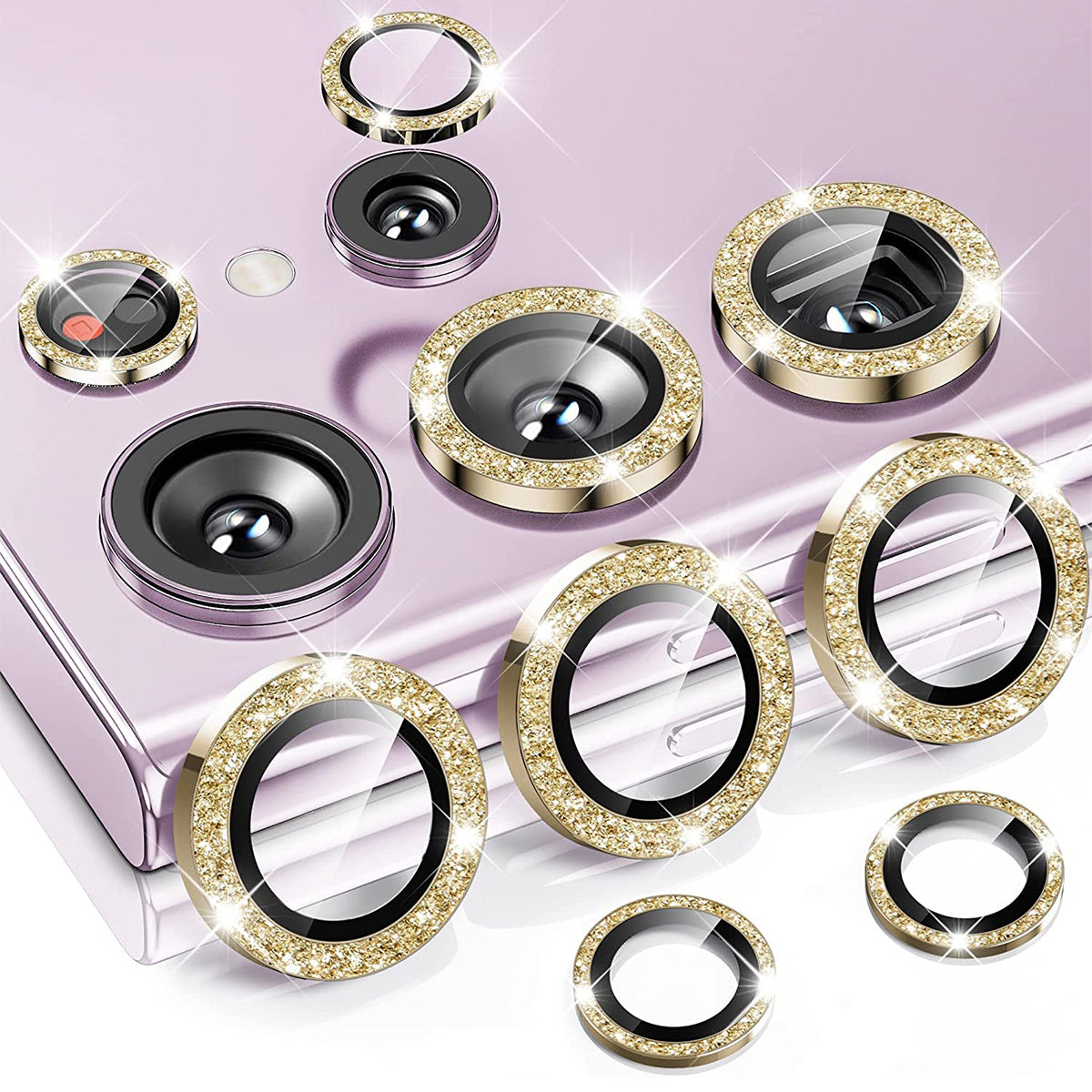 ENKAY HAT PRINCE 1 Set for Samsung Galaxy S23 Ultra Camera Lens Protector Aluminium Alloy+Tempered Glass Rhinestone Rear Lens Film