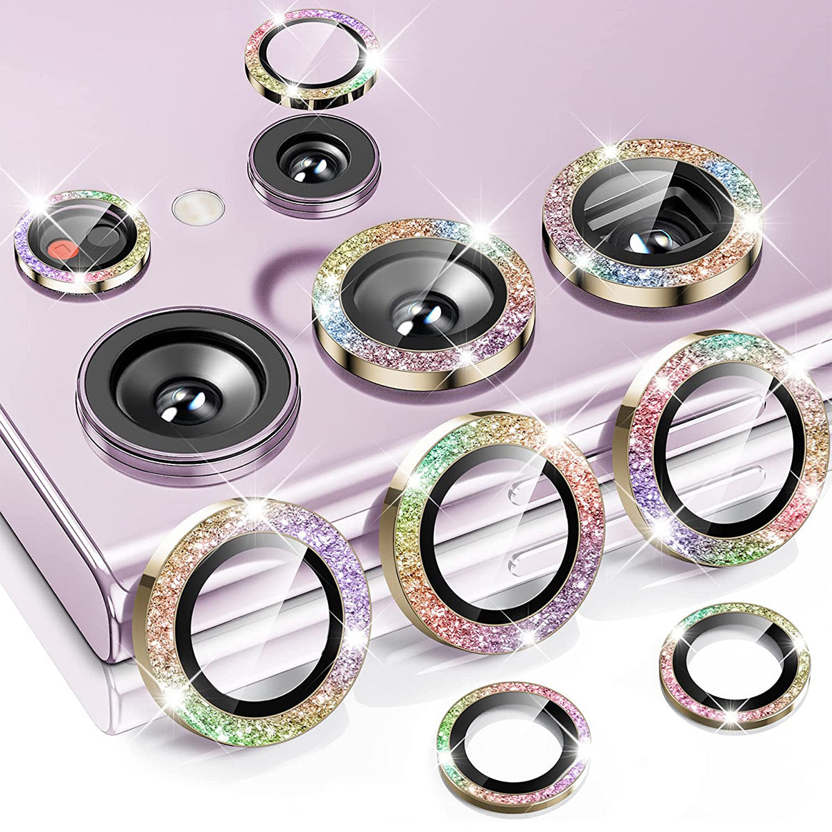 ENKAY HAT PRINCE 1 Set for Samsung Galaxy S23 Ultra Camera Lens Protector Aluminium Alloy+Tempered Glass Rhinestone Rear Lens Film