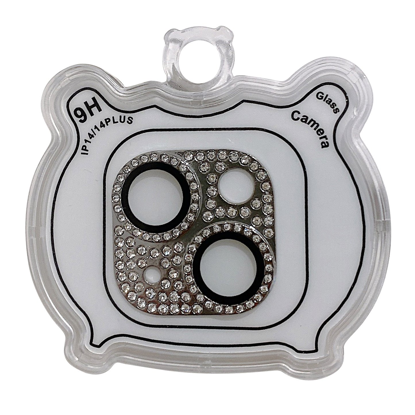MKADI For iPhone 14 Plus / 14 Rhinestone Decor Camera Lens Protector Metal+Tempered Glass Anti-scratch Film