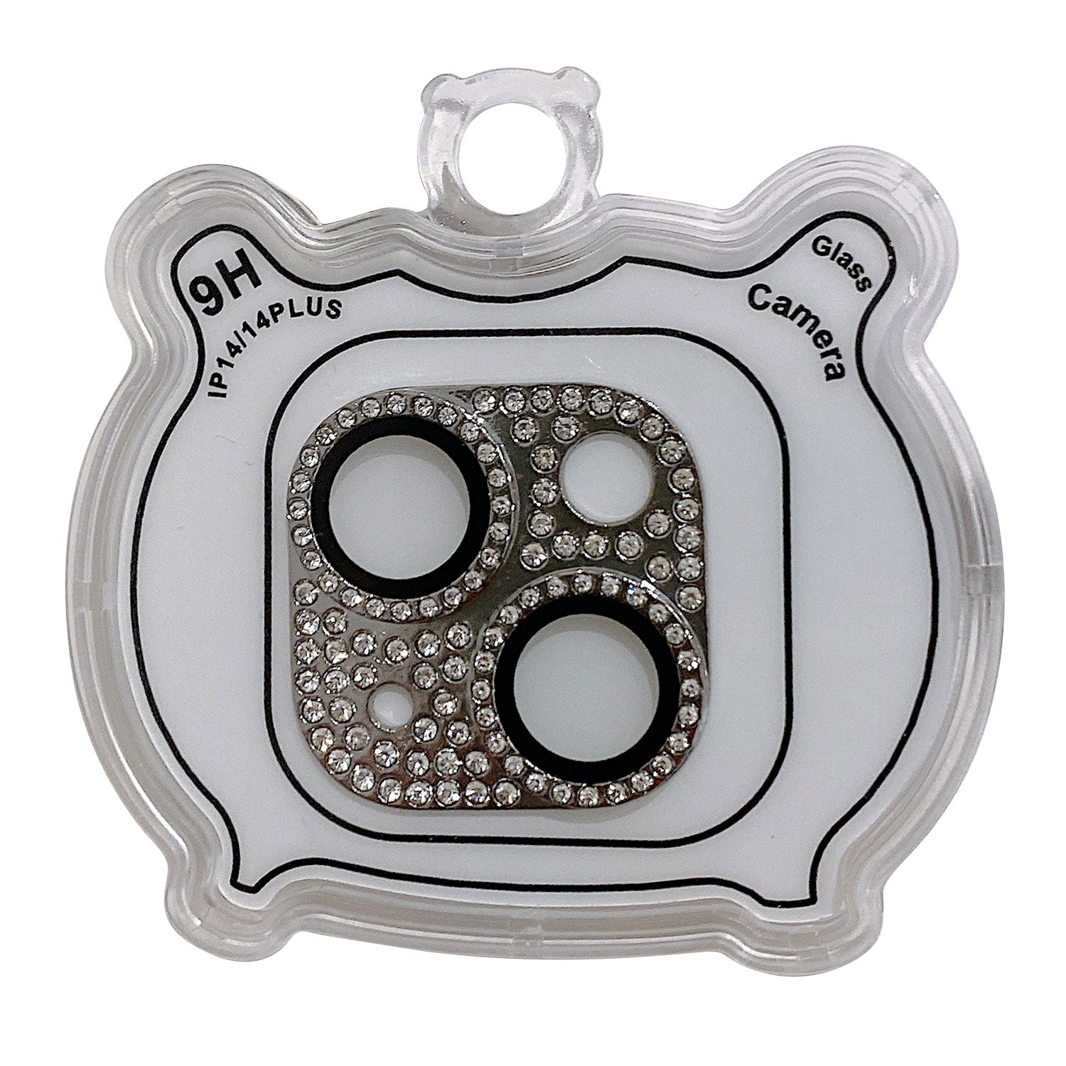 MKADI For iPhone 14 Plus / 14 Rhinestone Decor Camera Lens Protector Metal+Tempered Glass Anti-scratch Film