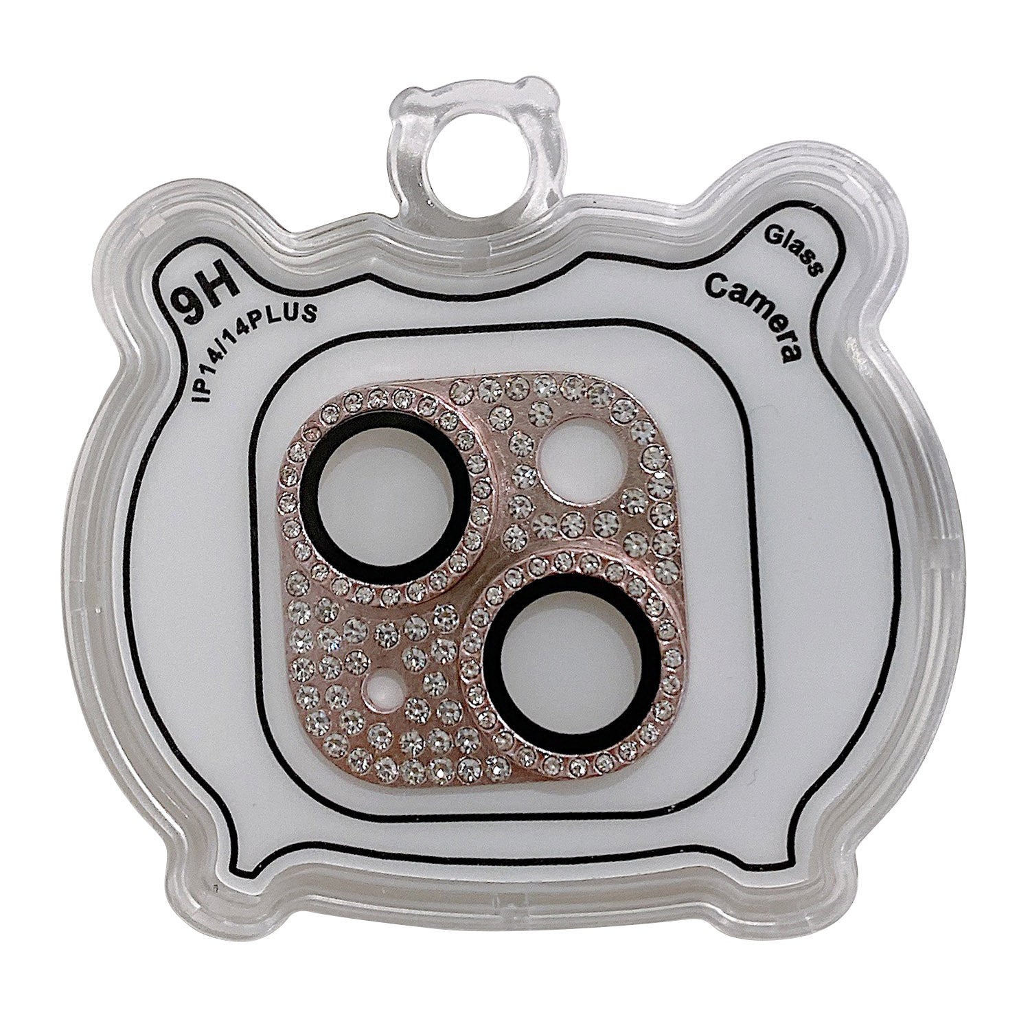 MKADI For iPhone 14 Plus / 14 Rhinestone Decor Camera Lens Protector Metal+Tempered Glass Anti-scratch Film