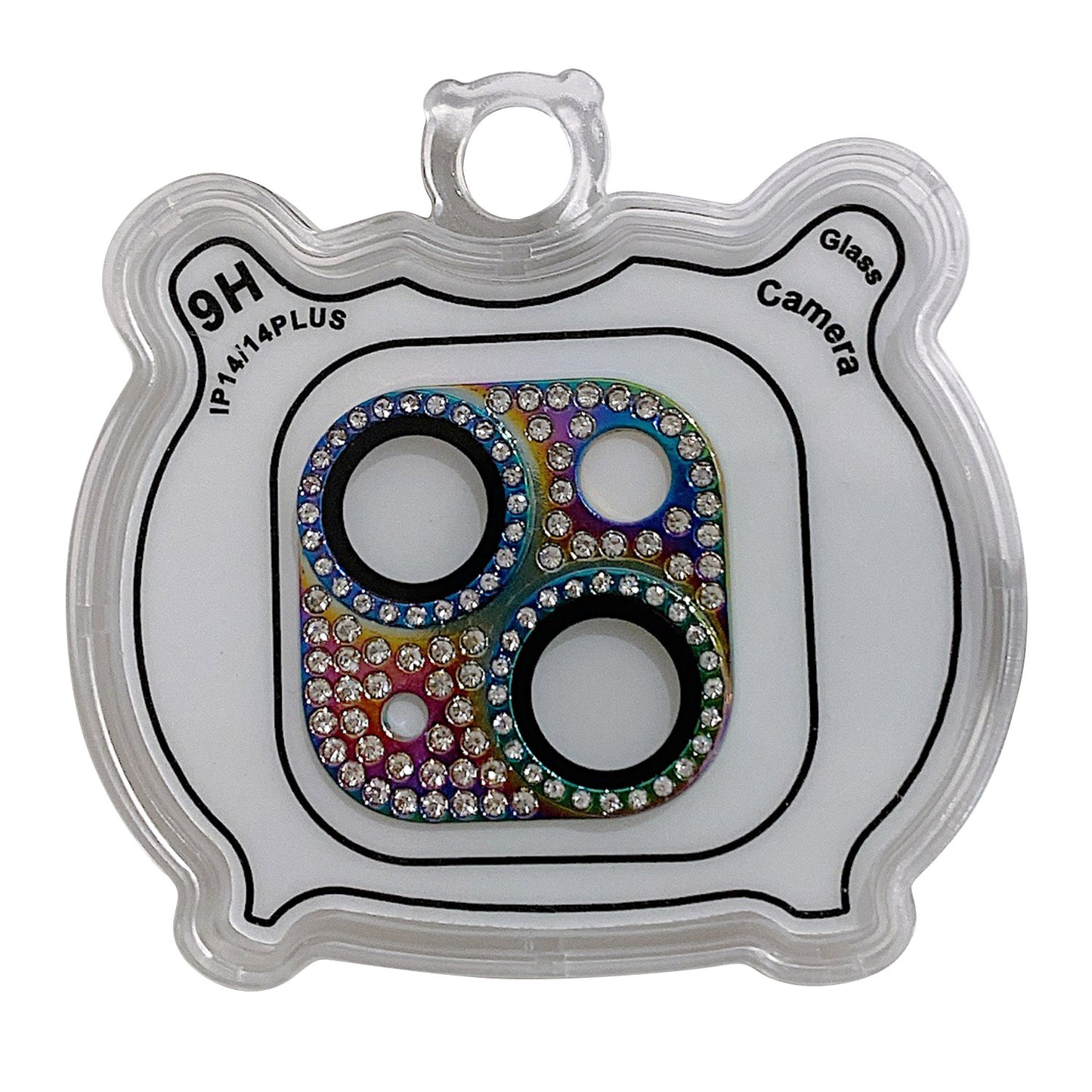 MKADI For iPhone 14 Plus / 14 Rhinestone Decor Camera Lens Protector Metal+Tempered Glass Anti-scratch Film