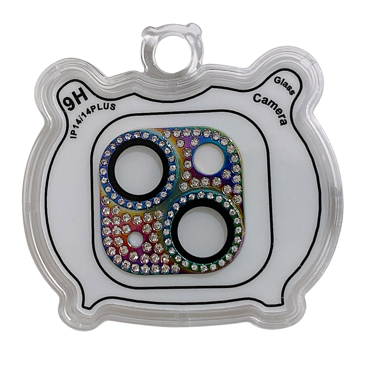MKADI For iPhone 14 Plus / 14 Rhinestone Decor Camera Lens Protector Metal+Tempered Glass Anti-scratch Film