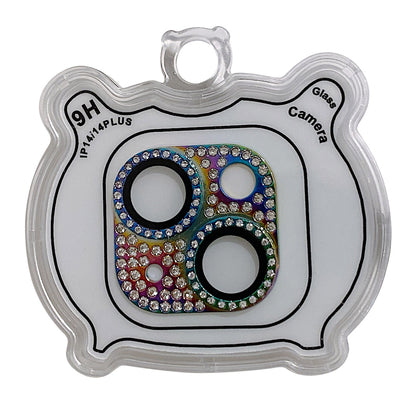 MKADI For iPhone 14 Plus / 14 Rhinestone Decor Camera Lens Protector Metal+Tempered Glass Anti-scratch Film