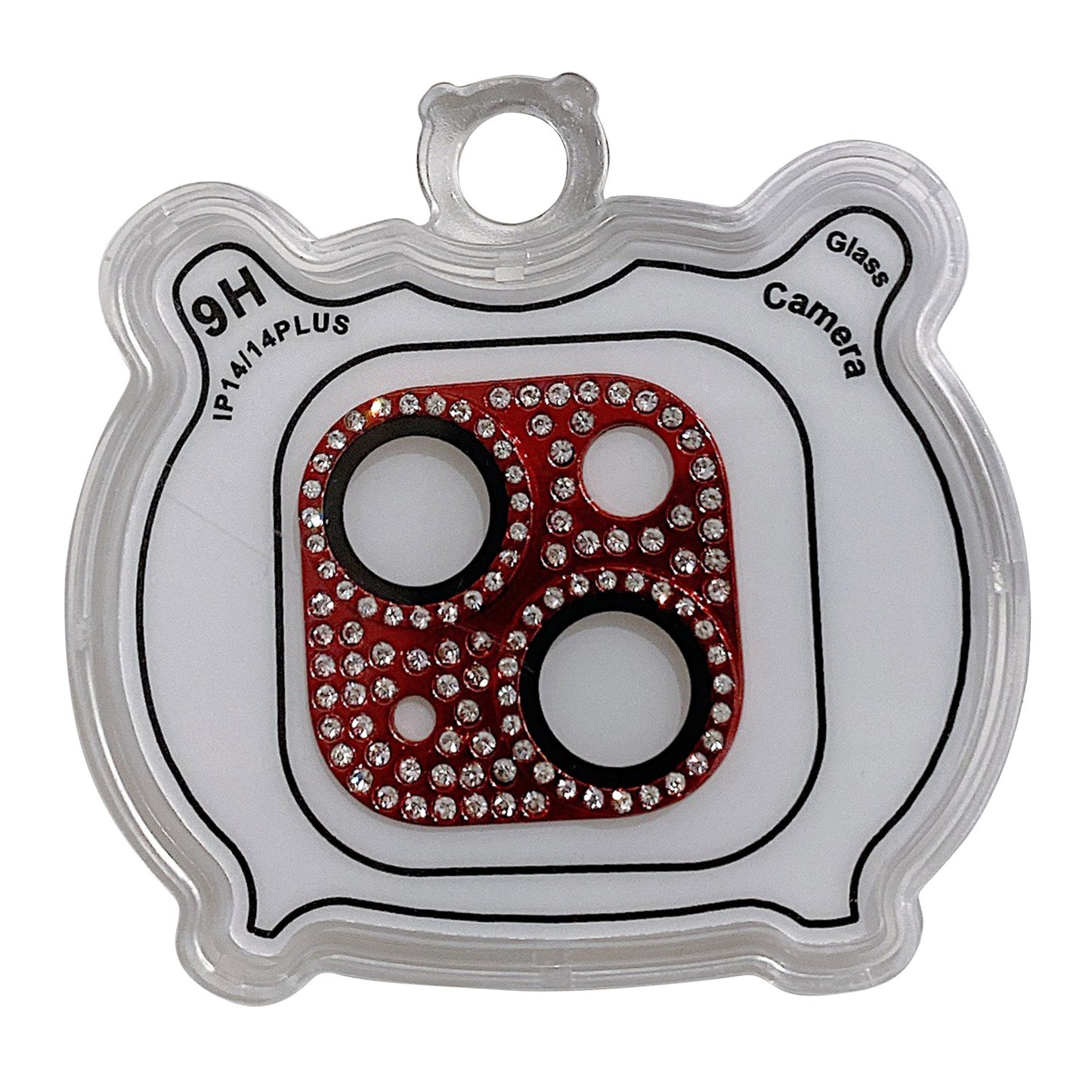 MKADI For iPhone 14 Plus / 14 Rhinestone Decor Camera Lens Protector Metal+Tempered Glass Anti-scratch Film