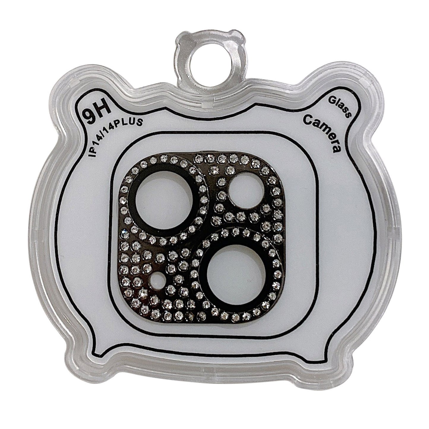 MKADI For iPhone 14 Plus / 14 Rhinestone Decor Camera Lens Protector Metal+Tempered Glass Anti-scratch Film