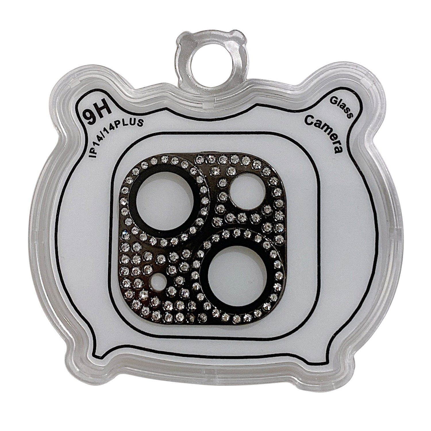 MKADI For iPhone 14 Plus / 14 Rhinestone Decor Camera Lens Protector Metal+Tempered Glass Anti-scratch Film