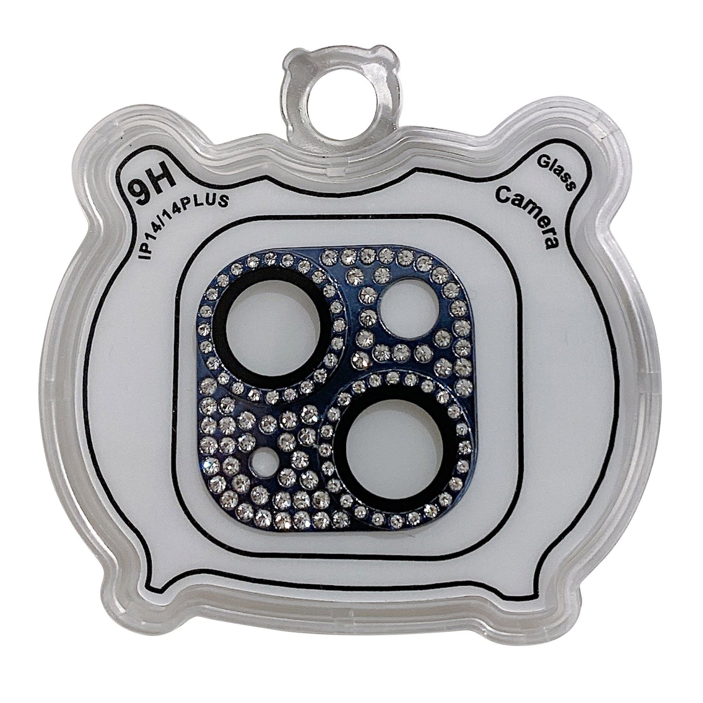 MKADI For iPhone 14 Plus / 14 Rhinestone Decor Camera Lens Protector Metal+Tempered Glass Anti-scratch Film