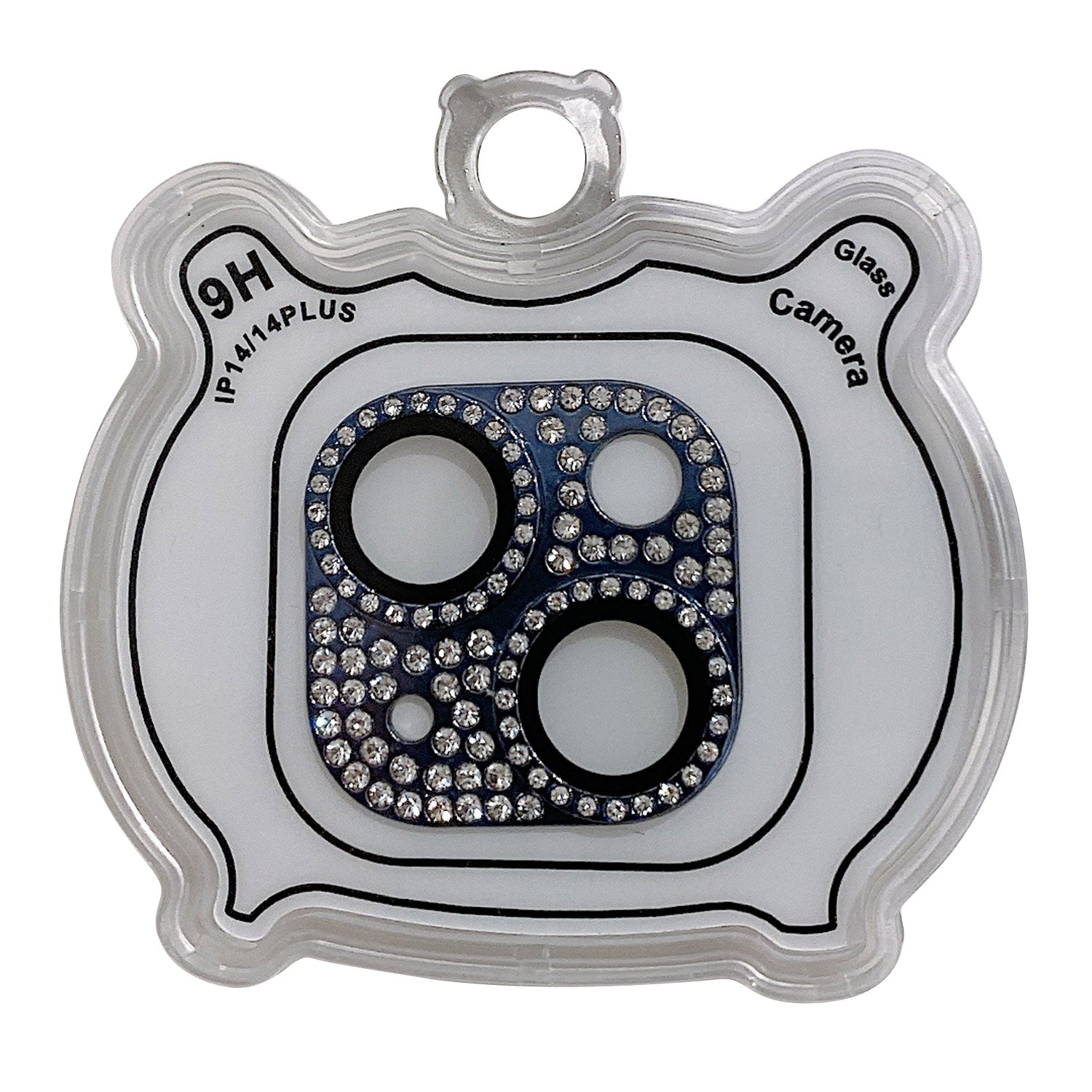 MKADI For iPhone 14 Plus / 14 Rhinestone Decor Camera Lens Protector Metal+Tempered Glass Anti-scratch Film