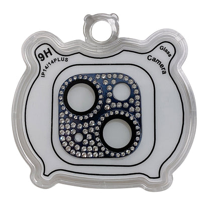 MKADI For iPhone 14 Plus / 14 Rhinestone Decor Camera Lens Protector Metal+Tempered Glass Anti-scratch Film