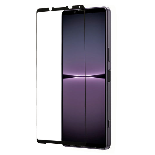 For Sony Xperia 1 V Silk Printing Full Glue Phone Screen Protector Tempered Glass Black Edge Screen Film
