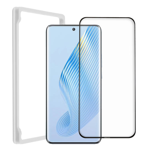 For Honor Magic5 Full Glue Tempered Glass 3D Curved Phone Full Screen Protector with Installation Frame