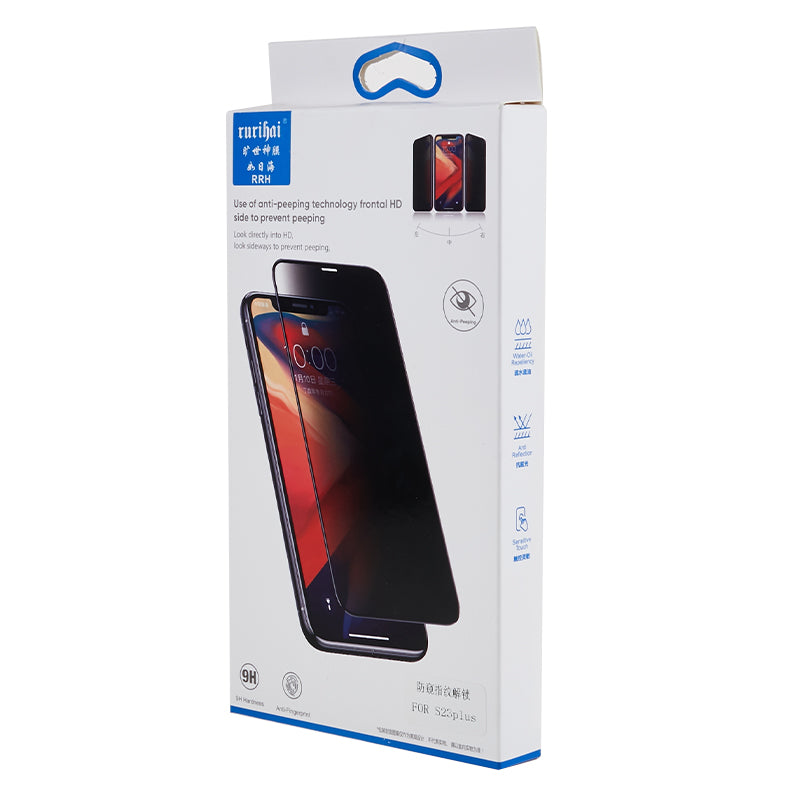 RURIHAI For Samsung Galaxy S23+ Anti-Spy Phone Full Screen Protector AGC Glass Film (Support Fingerprint Unlock)