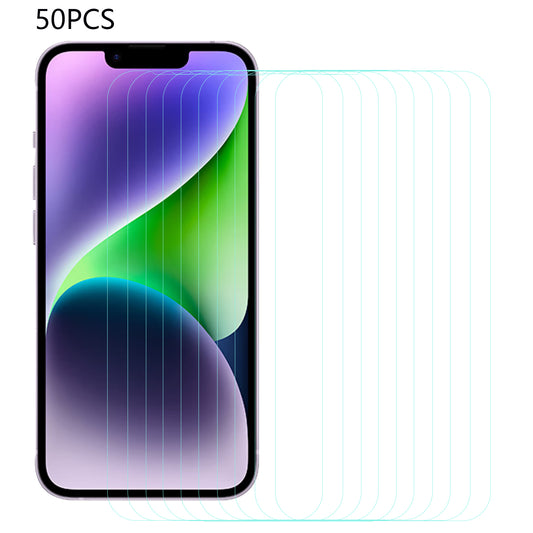 50PCS HD Clear Phone Screen Film for iPhone 14 / 13 / 13 Pro , Arc Edge Anti-Dust Tempered Glass Screen Protector