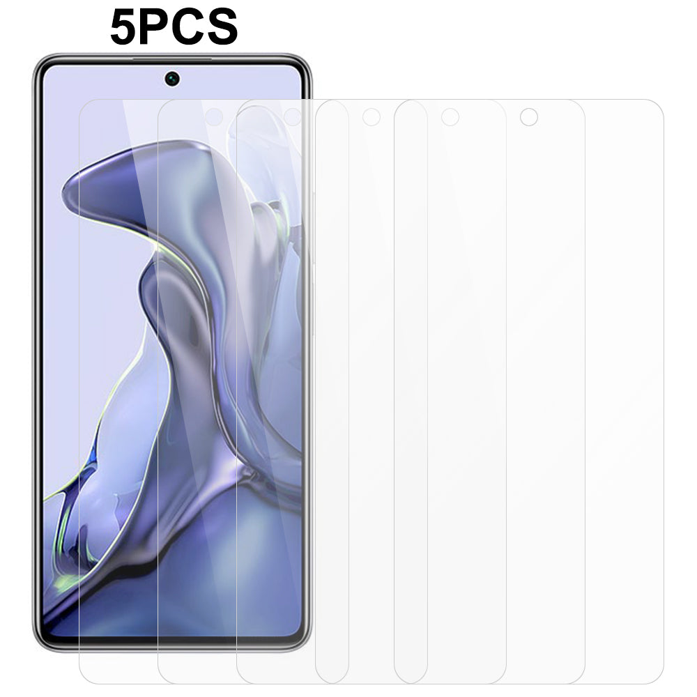5Pcs / Set For Xiaomi 11T 5G / 11T Pro 5G Tempered Glass Screen Film 2.5D Arc Edge 0.3mm HD Cellphone Screen Protector