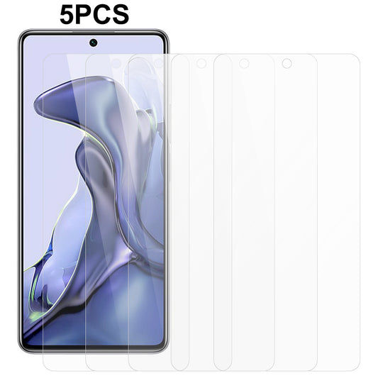 5Pcs / Set For Xiaomi 11T 5G / 11T Pro 5G Tempered Glass Screen Film 2.5D Arc Edge 0.3mm HD Cellphone Screen Protector