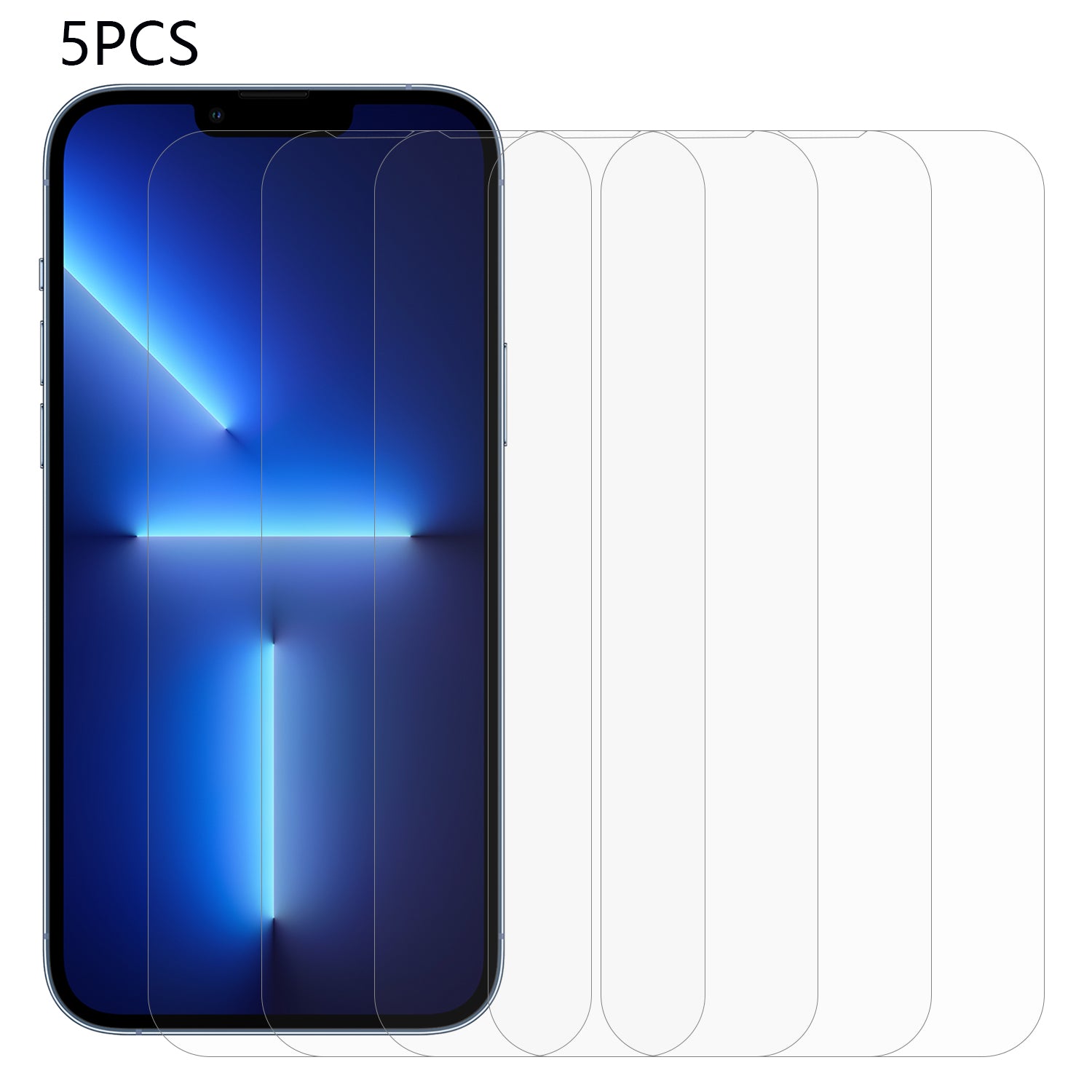 5Pcs / Set for iPhone 13 Pro Max 2.5D 0.3mm Phone Screen Protector Tempered Glass Anti-explosion Film