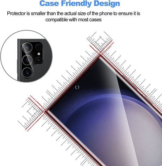For Samsung Galaxy S23 Ultra Full Screen Protector 3D Curved Side Glue Anti-scratch Tempered Glass Film with Lens Film