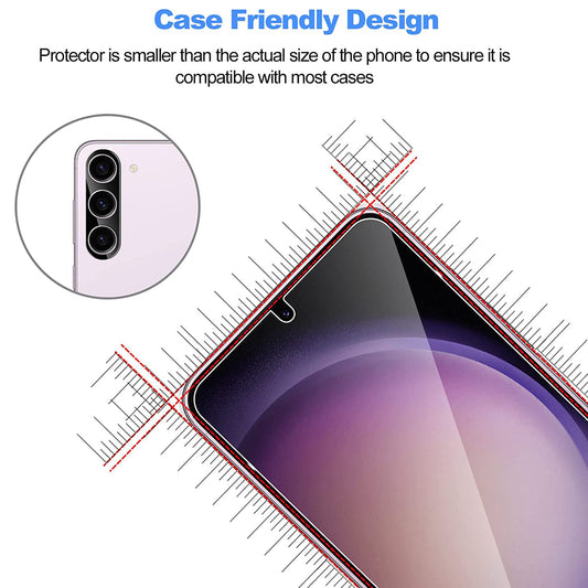 For Samsung Galaxy S23+ 2.5D Arc Edge Tempered Glass Film HD Screen Protector with Black Frame Lens Film