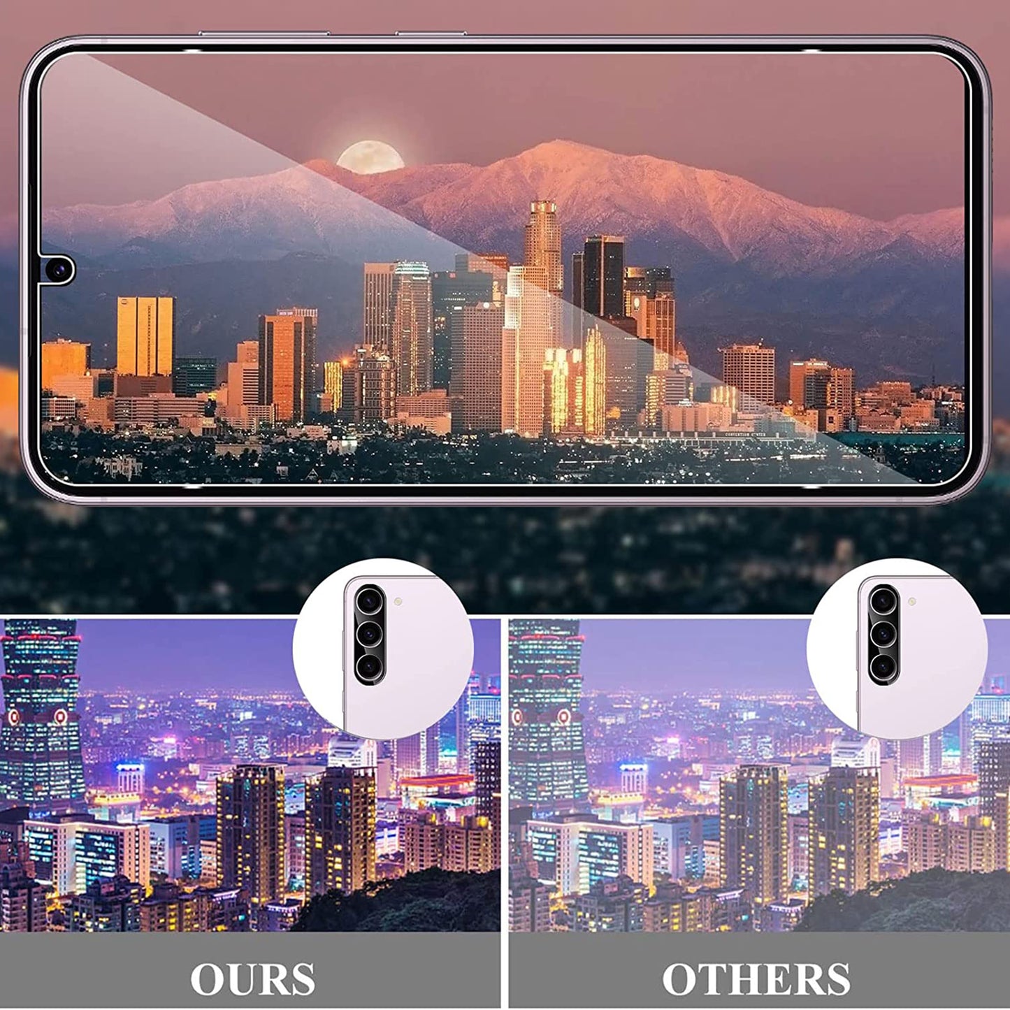 For Samsung Galaxy S23+ 2.5D Arc Edge Tempered Glass Film HD Screen Protector with Black Frame Lens Film