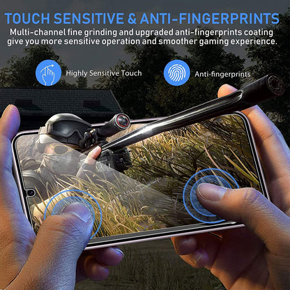 For Samsung Galaxy S23+ 2.5D Arc Edge Tempered Glass Film HD Screen Protector with Black Frame Lens Film