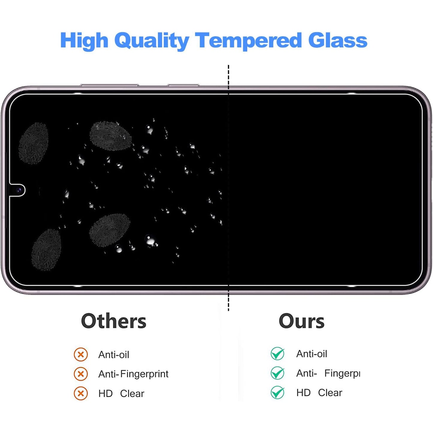 For Samsung Galaxy S23+ 2.5D Arc Edge Tempered Glass Film HD Screen Protector with Black Frame Lens Film