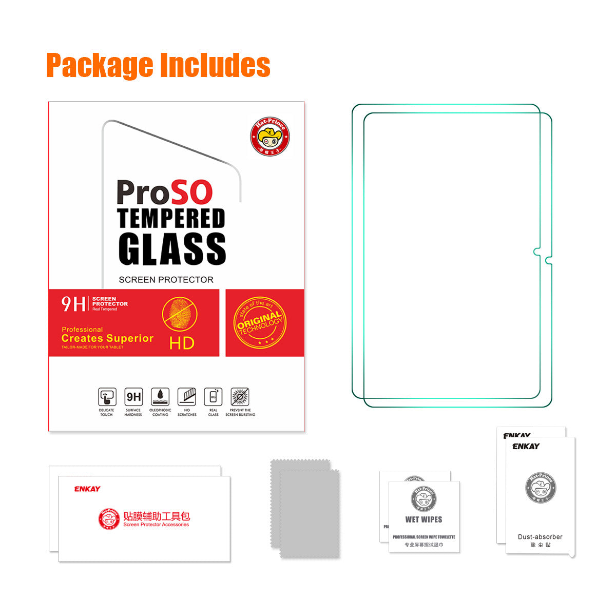 ENKAY HAT PRINCE 2Pcs For Xiaomi Pad 6 / 6 Pro Tempered Glass Screen Protector 0.33mm 9H 2.5D Arc Edge Ultra Clear Screen Film