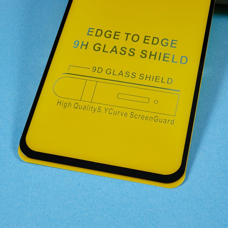 For Xiaomi Poco C55 4G Silk Printing 9D Tempered Glass Film Side Glue Full Coverage Phone Screen Protector