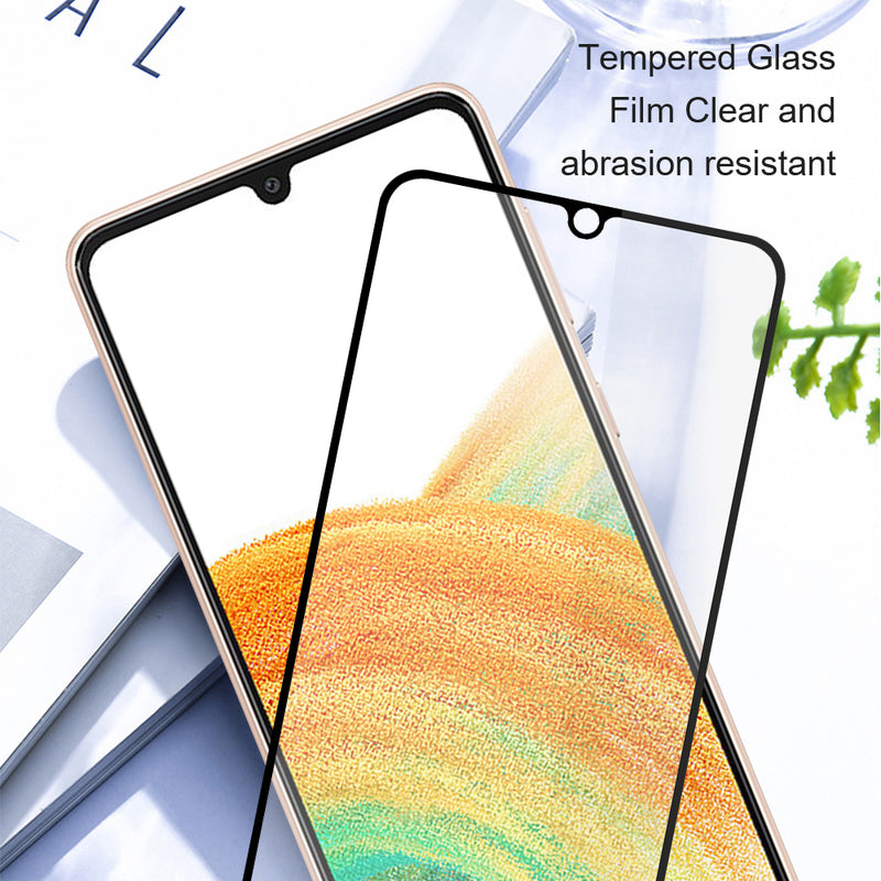 AMORUS For Samsung Galaxy A24 4G Silk Printing Screen Protector Tempered Glass Anti-explosion Full Glue Film