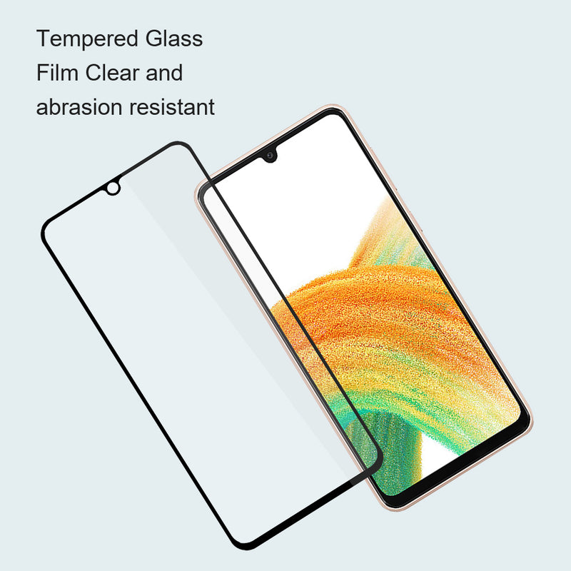 AMORUS For Samsung Galaxy A24 4G Silk Printing Screen Protector Tempered Glass Anti-explosion Full Glue Film
