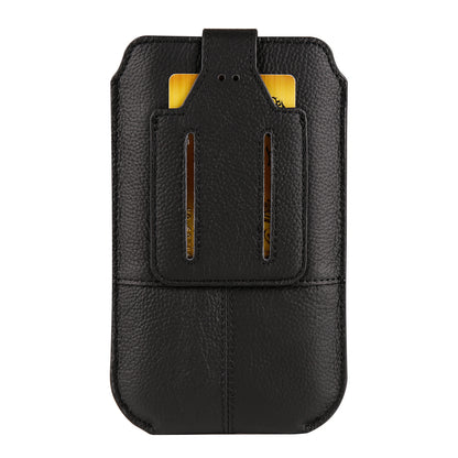 Genuine Cow Leather Belt Case for Universal 6.1-inch Phone Card Holder Cell Phone Holster Pouch with Belt Clip