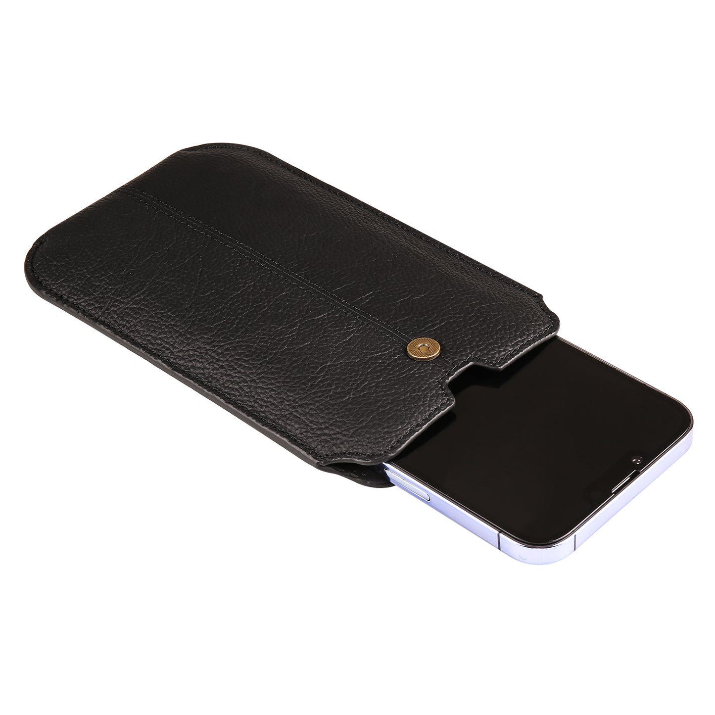 Genuine Cow Leather Belt Case for Universal 6.1-inch Phone Card Holder Cell Phone Holster Pouch with Belt Clip