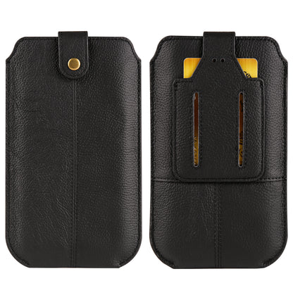Genuine Cow Leather Cell Phone Case for 6.7-inch Phone ID Card Belt Holder Pouch Cover