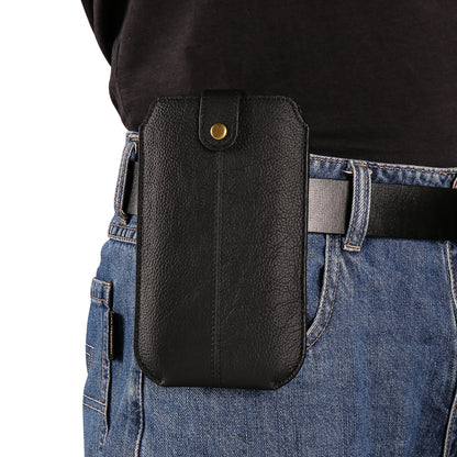 Genuine Cow Leather Cell Phone Case for 6.7-inch Phone ID Card Belt Holder Pouch Cover