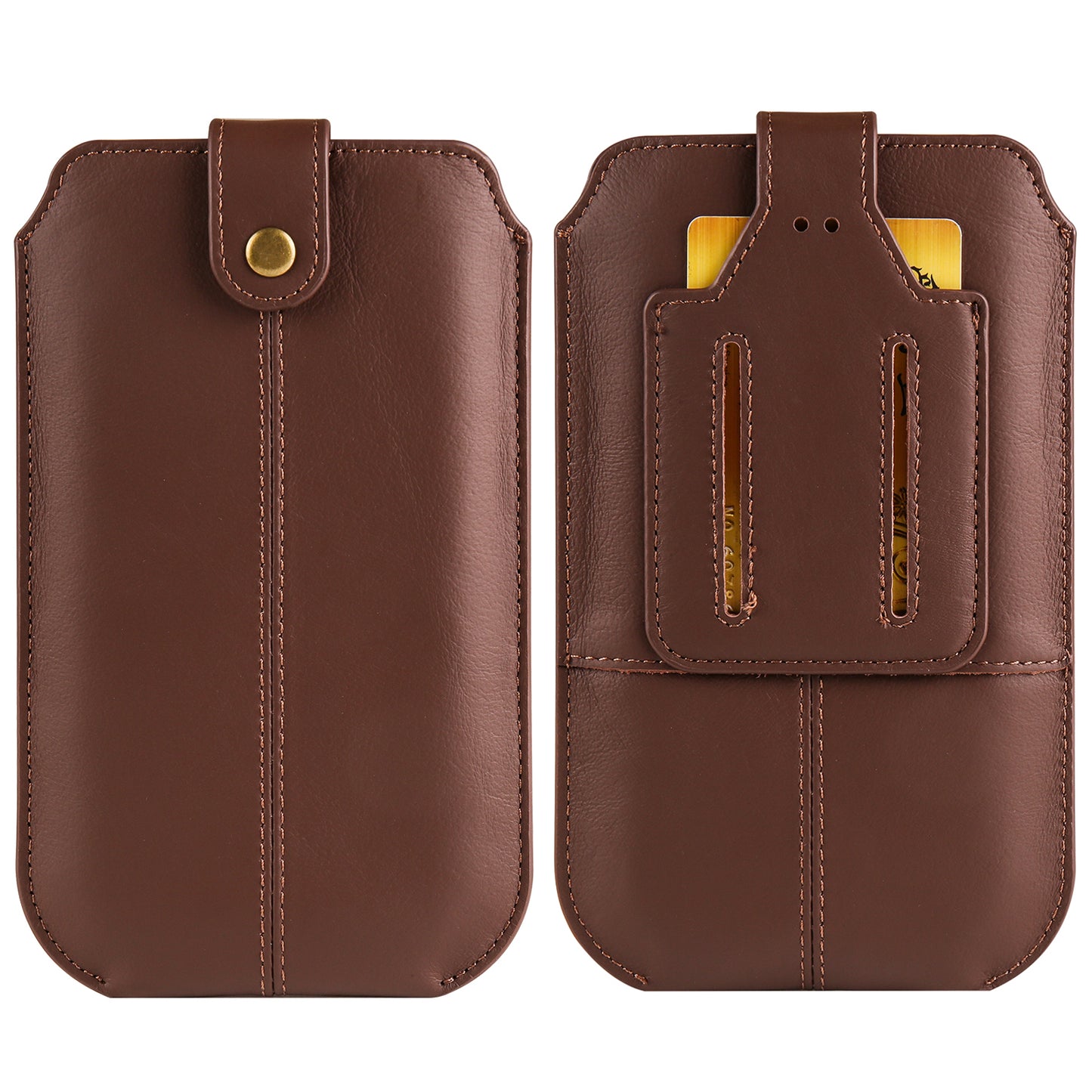 Genuine Cow Leather Cell Phone Case for 6.7-inch Phone ID Card Belt Holder Pouch Cover