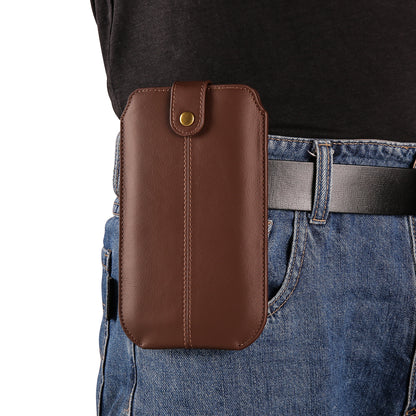 Genuine Cow Leather Cell Phone Case for 6.7-inch Phone ID Card Belt Holder Pouch Cover