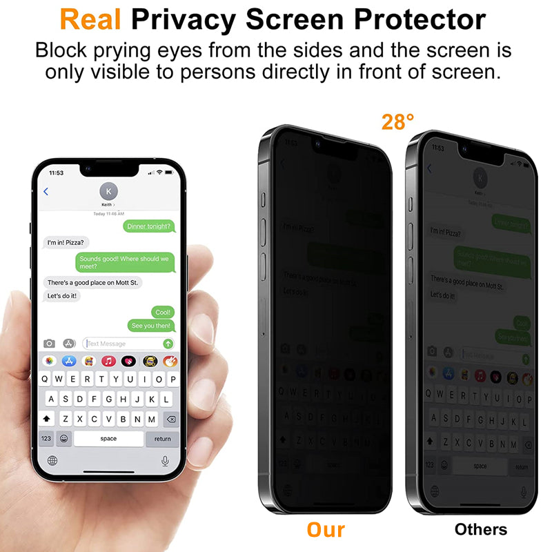 ZGA For iPhone 13 / 13 Pro / 14 Anti-spy Tempered Glass Film Privacy Protection Phone Full Screen Protector